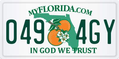 FL license plate 0494GY