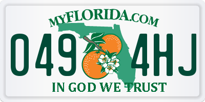 FL license plate 0494HJ