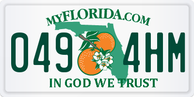 FL license plate 0494HM