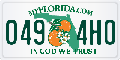 FL license plate 0494HO