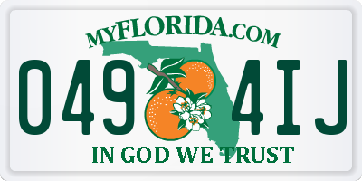 FL license plate 0494IJ