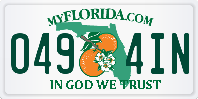 FL license plate 0494IN