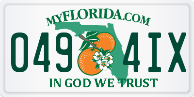FL license plate 0494IX