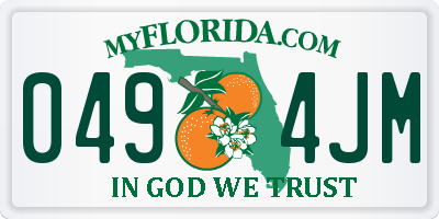 FL license plate 0494JM