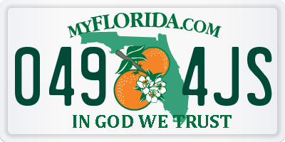 FL license plate 0494JS
