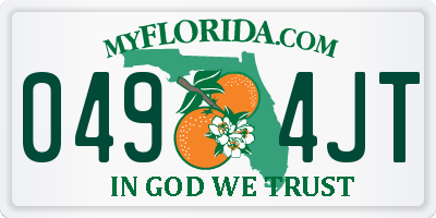 FL license plate 0494JT