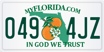 FL license plate 0494JZ