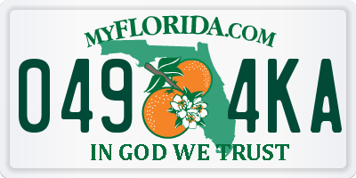 FL license plate 0494KA