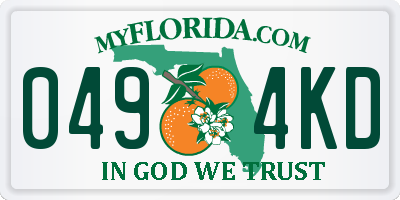 FL license plate 0494KD