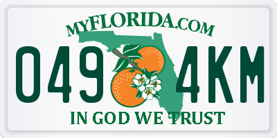 FL license plate 0494KM