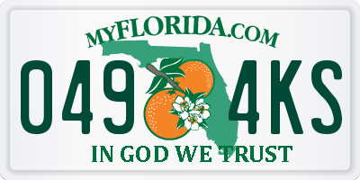 FL license plate 0494KS