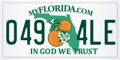 FL license plate 0494LE