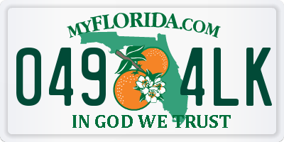 FL license plate 0494LK