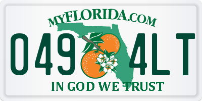 FL license plate 0494LT