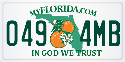 FL license plate 0494MB