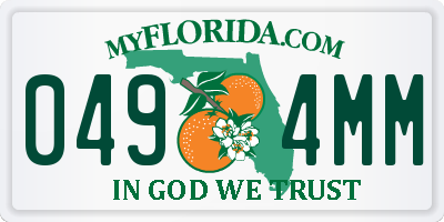 FL license plate 0494MM