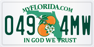 FL license plate 0494MW