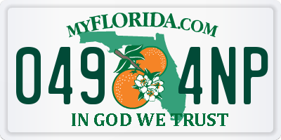 FL license plate 0494NP