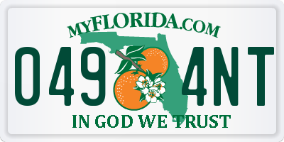 FL license plate 0494NT