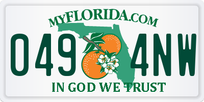 FL license plate 0494NW
