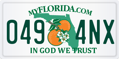 FL license plate 0494NX