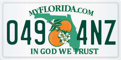 FL license plate 0494NZ