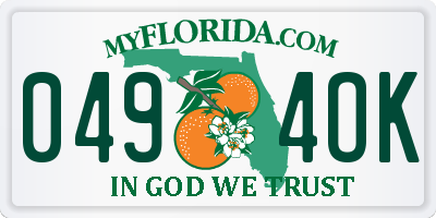 FL license plate 0494OK