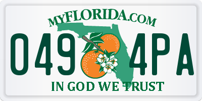 FL license plate 0494PA
