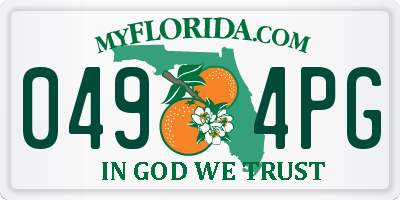 FL license plate 0494PG