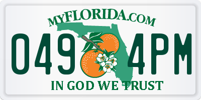 FL license plate 0494PM