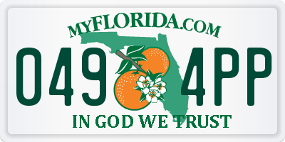 FL license plate 0494PP