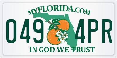 FL license plate 0494PR