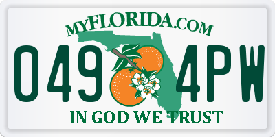 FL license plate 0494PW