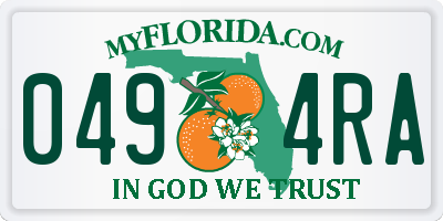 FL license plate 0494RA