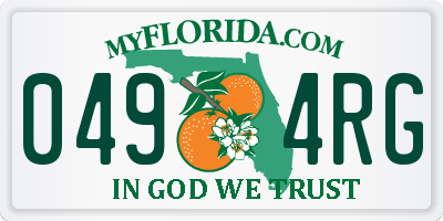 FL license plate 0494RG