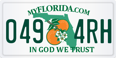 FL license plate 0494RH