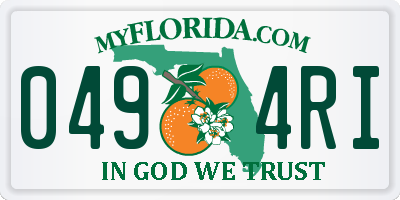 FL license plate 0494RI