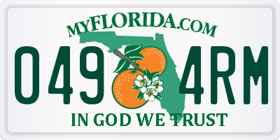 FL license plate 0494RM