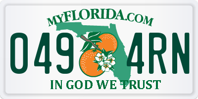 FL license plate 0494RN