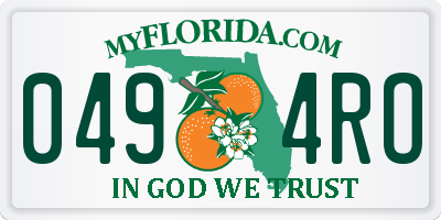 FL license plate 0494RO
