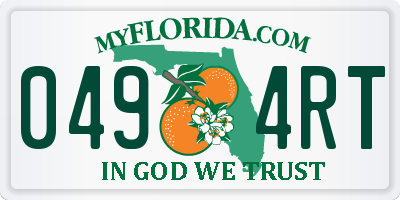 FL license plate 0494RT