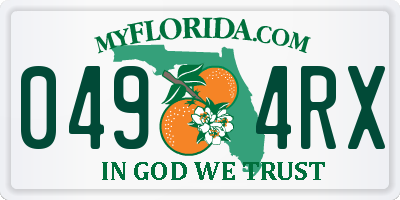 FL license plate 0494RX
