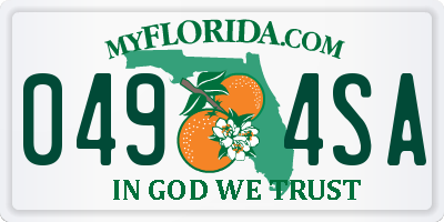 FL license plate 0494SA