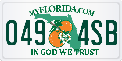 FL license plate 0494SB