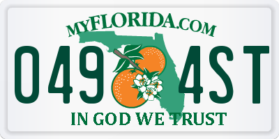 FL license plate 0494ST
