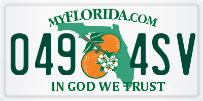 FL license plate 0494SV