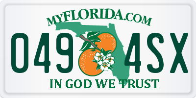 FL license plate 0494SX