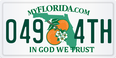 FL license plate 0494TH