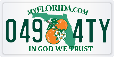 FL license plate 0494TY