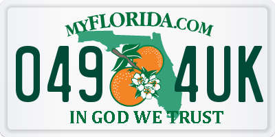 FL license plate 0494UK